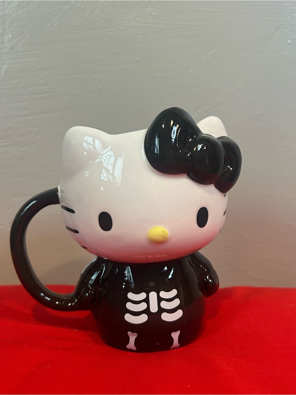 Sanrio Hello Kitty Black White & Yellow Skeleton Character Mug